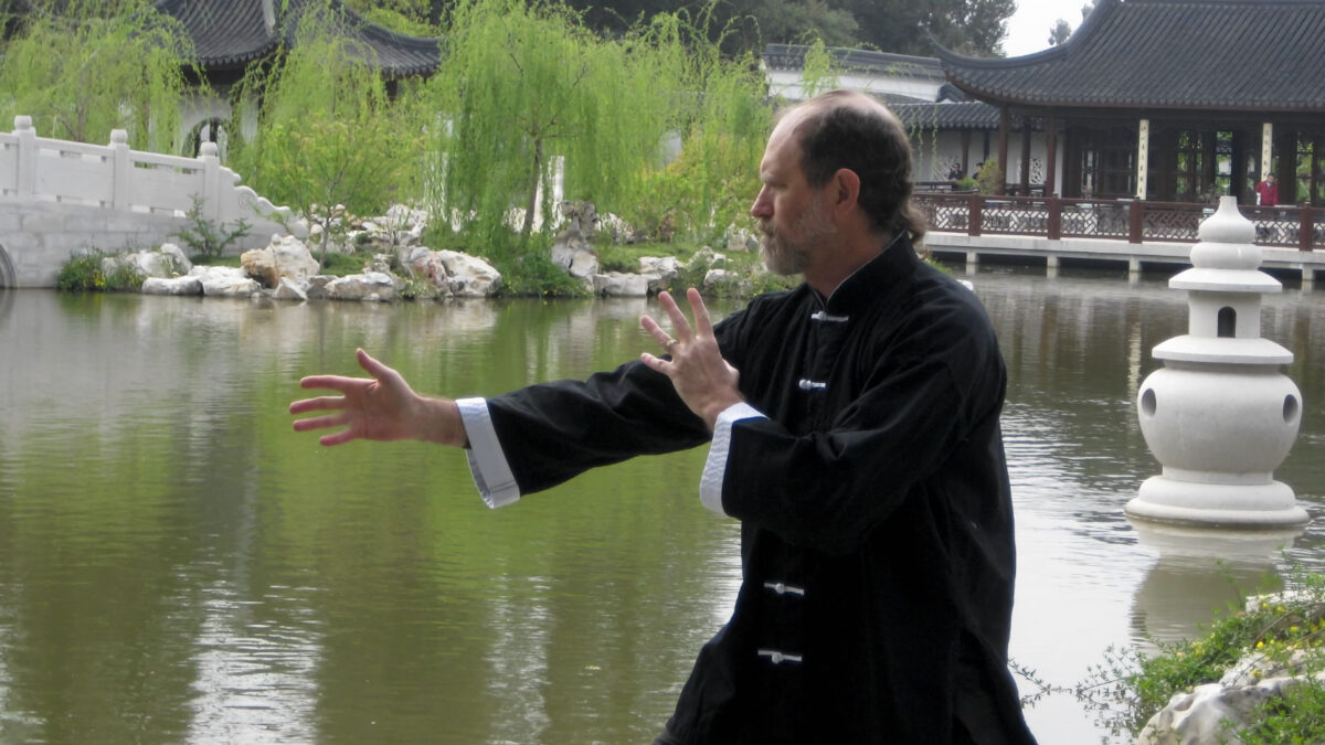 Mark doing Tai Chi at Huntington Gardens